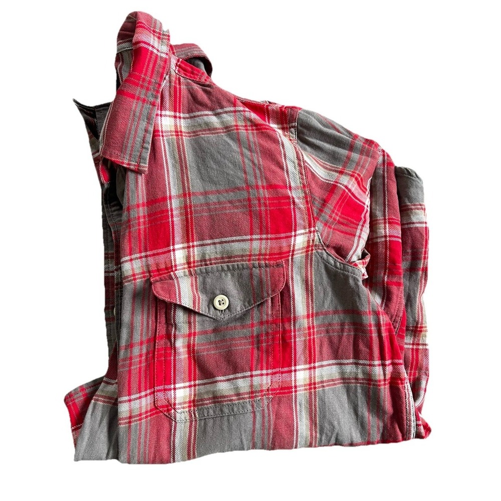 Filson Black Label Scout Shirt  Red & Gray Plaid Cotton Flannel Large